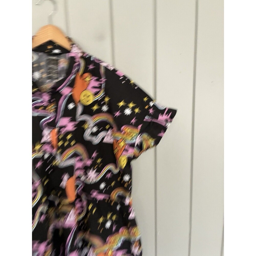 Nooworks Shirt Dress XXXL Short Sleeves Collar Better Days Rainbow Print Cotton - Picture 2 of 8